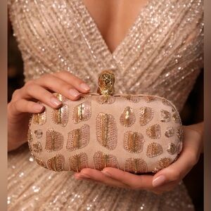 Emilio Pucci Eagle Head Sequin Satin Evening Clutch | Peter Dundas Era